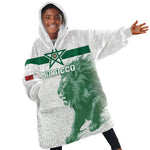 Custom Morocco Football 2026 Kid Wearable Blanket Hoodie Atlas Lions Breathtaking Victory White Version