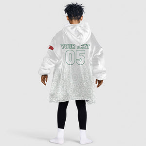 Custom Morocco Football 2026 Kid Wearable Blanket Hoodie Atlas Lions Breathtaking Victory White Version