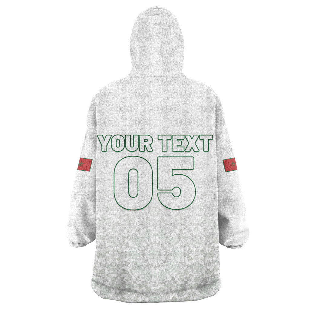 Custom Morocco Football 2026 Kid Wearable Blanket Hoodie Atlas Lions Breathtaking Victory White Version