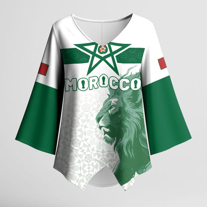 Custom Morocco Football 2026 Kimono Sleeve Blouse Atlas Lions Breathtaking Victory White Version