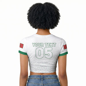 Custom Morocco Football 2026 Raglan Cropped T shirt Atlas Lions Breathtaking Victory White Version