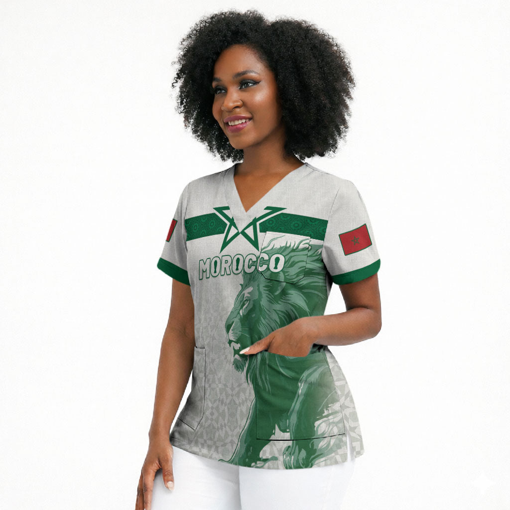 Custom Morocco Football 2026 Scrub Top Atlas Lions Breathtaking Victory White Version
