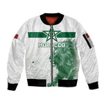 Custom Morocco Football 2026 Sleeve Zip Bomber Jacket Atlas Lions Breathtaking Victory White Version