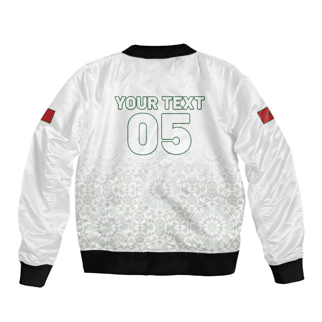 Custom Morocco Football 2026 Sleeve Zip Bomber Jacket Atlas Lions Breathtaking Victory White Version