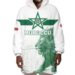Custom Morocco Football 2026 Wearable Blanket Hoodie Atlas Lions Breathtaking Victory White Version