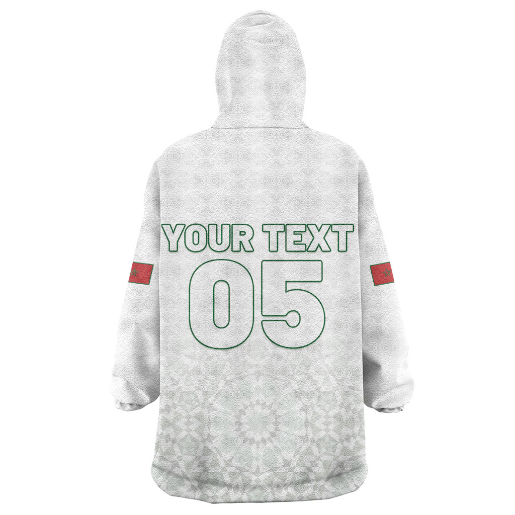 Custom Morocco Football 2026 Wearable Blanket Hoodie Atlas Lions Breathtaking Victory White Version