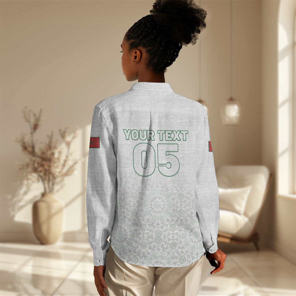 Custom Morocco Football 2026 Women Casual Shirt Atlas Lions Breathtaking Victory White Version
