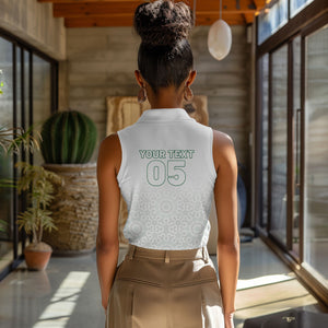 Custom Morocco Football 2026 Women Sleeveless Polo Shirt Atlas Lions Breathtaking Victory White Version