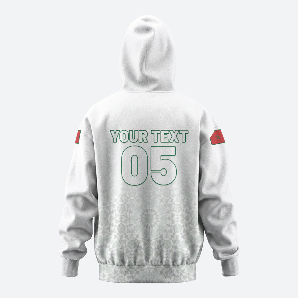 Custom Morocco Football 2026 Zip Hoodie Atlas Lions Breathtaking Victory White Version