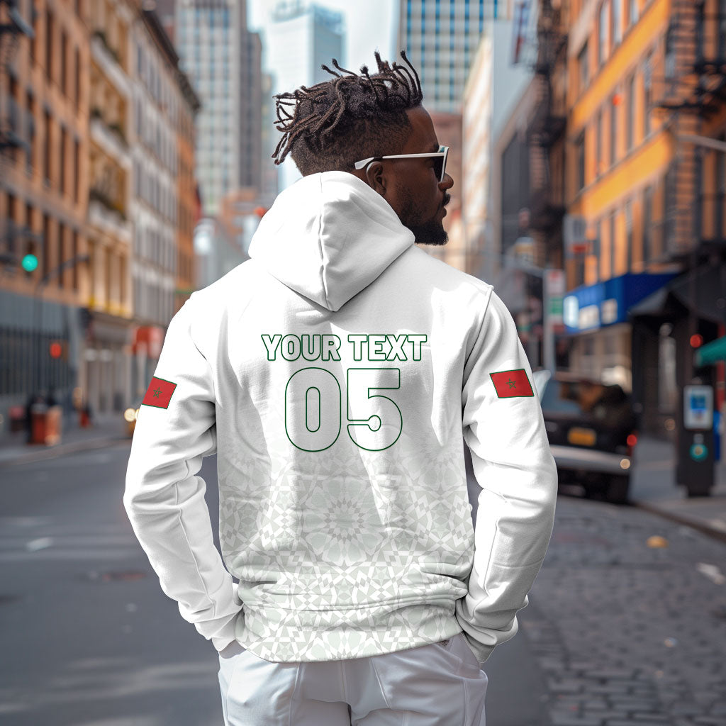 Custom Morocco Football 2026 Zip Hoodie Atlas Lions Breathtaking Victory White Version