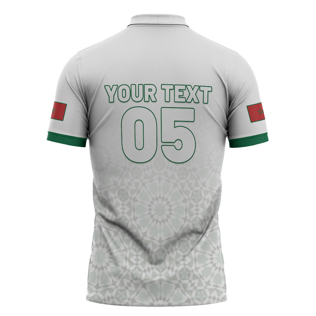Custom Morocco Football 2026 Zipper Polo Shirt Atlas Lions Breathtaking Victory White Version