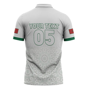 Custom Morocco Football 2026 Zipper Polo Shirt Atlas Lions Breathtaking Victory White Version