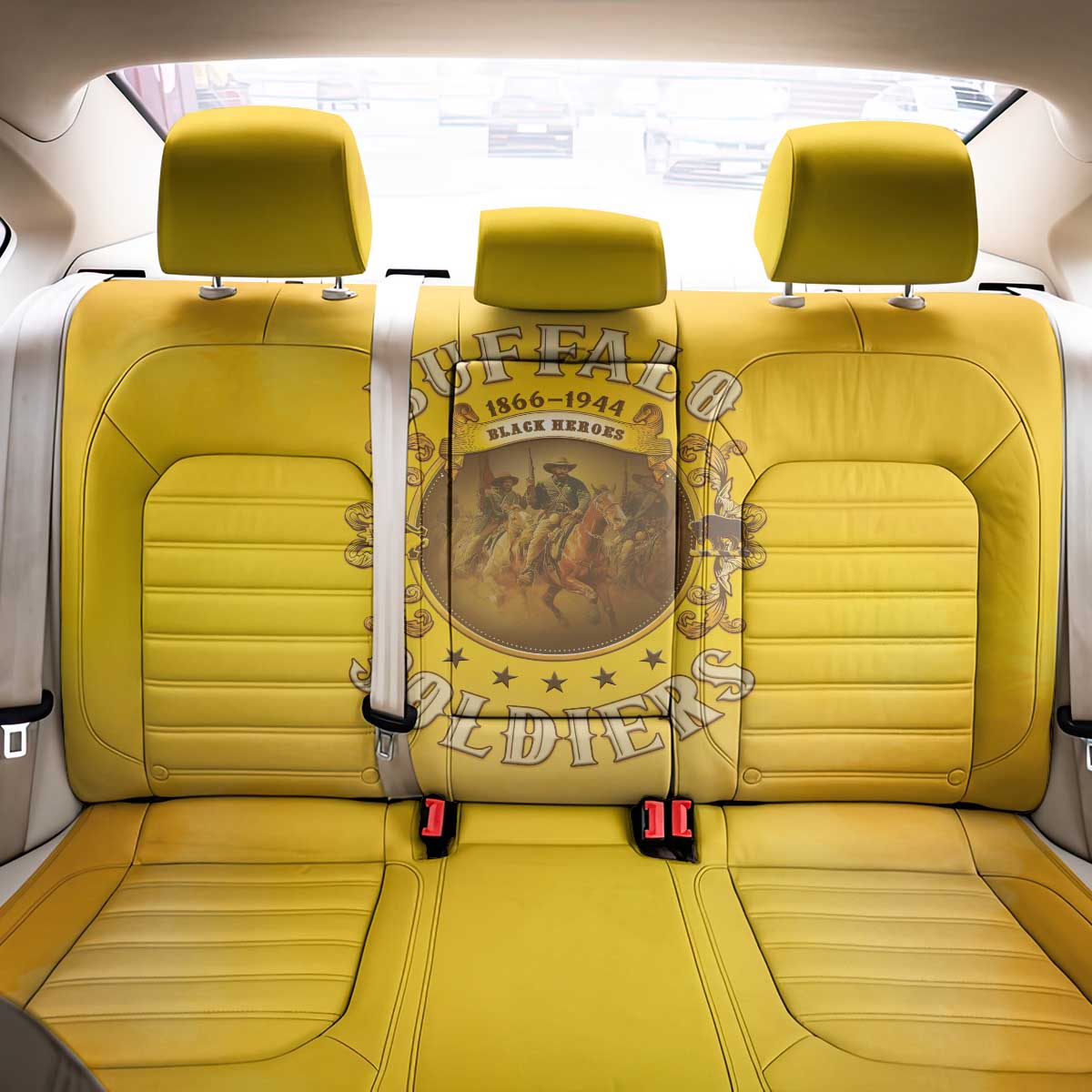 Honor Buffalo Soldiers Back Car Seat Cover African American Cavalry Yellow Version - African Pride