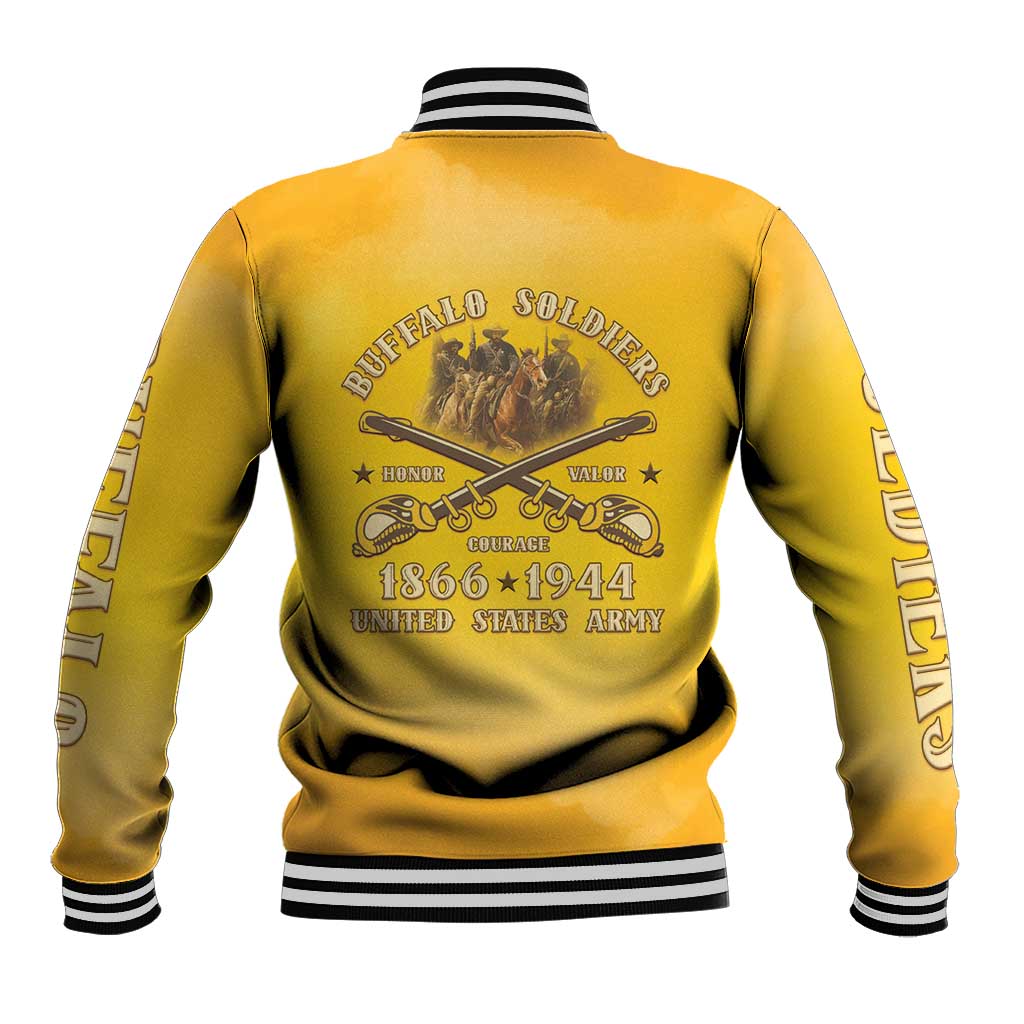 Honor Buffalo Soldiers Baseball Jacket African American Cavalry Yellow Version - African Pride