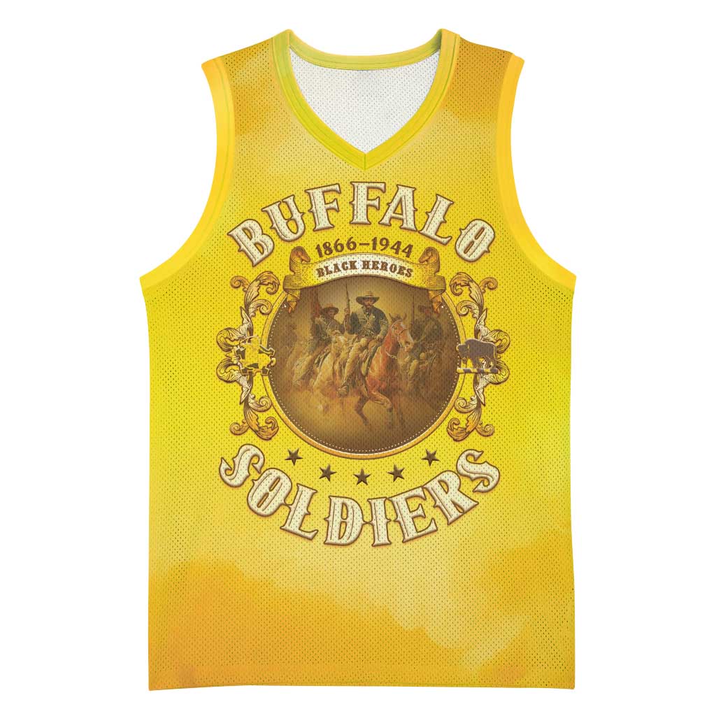 Honor Buffalo Soldiers Basketball Jersey African American Cavalry Yellow Version - African Pride