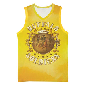 Honor Buffalo Soldiers Basketball Jersey African American Cavalry Yellow Version - African Pride