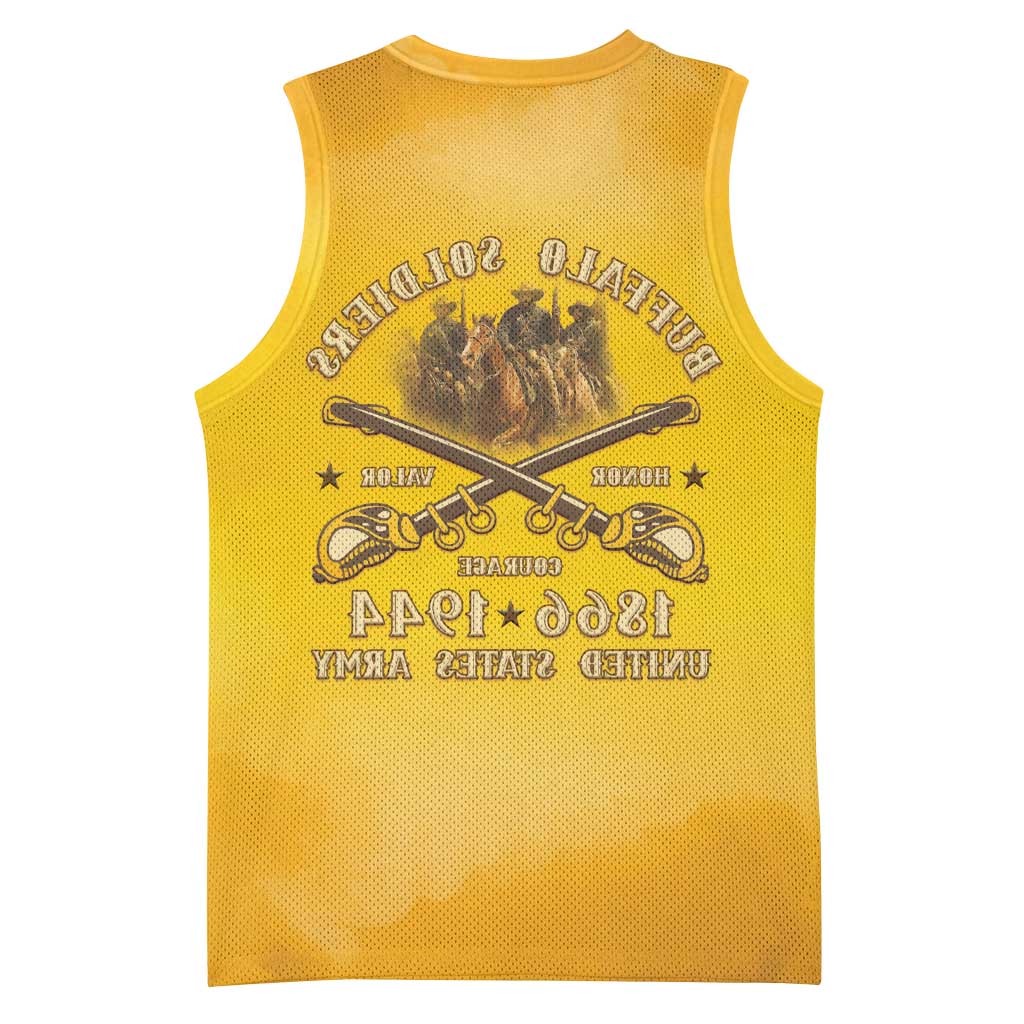 Honor Buffalo Soldiers Basketball Jersey African American Cavalry Yellow Version - African Pride