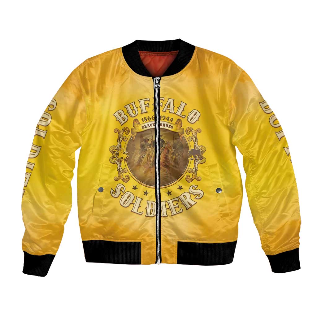 Honor Buffalo Soldiers Bomber Jacket African American Cavalry Yellow Version - African Pride