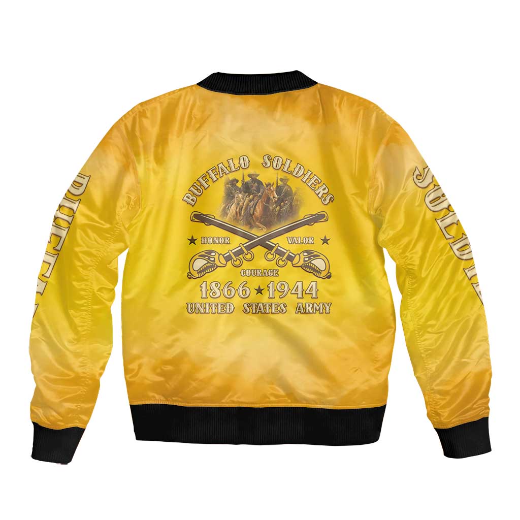 Honor Buffalo Soldiers Bomber Jacket African American Cavalry Yellow Version - African Pride
