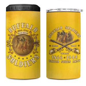 Honor Buffalo Soldiers 4 in 1 Can Cooler Tumbler African American Cavalry Yellow Version - African Pride