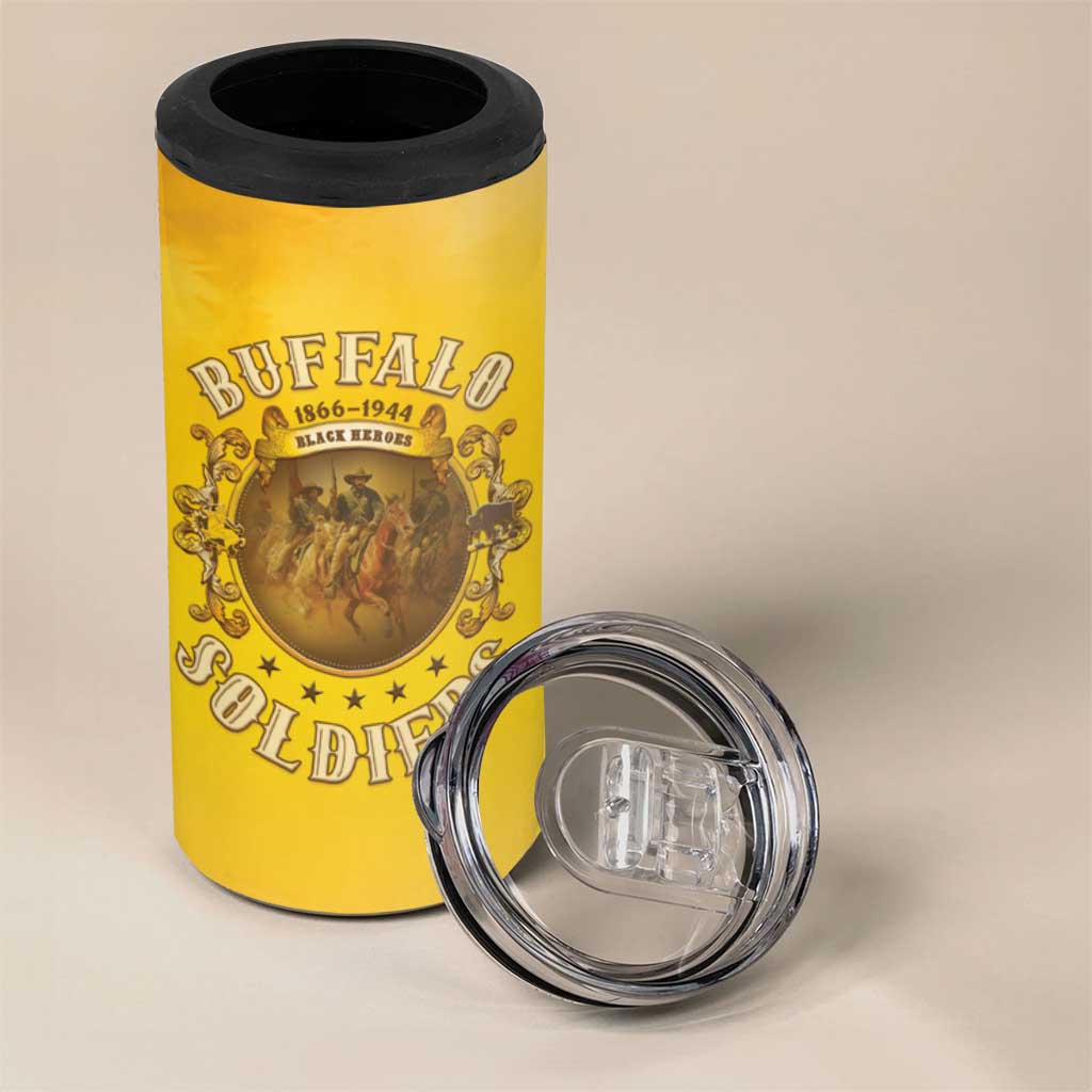 Honor Buffalo Soldiers 4 in 1 Can Cooler Tumbler African American Cavalry Yellow Version - African Pride