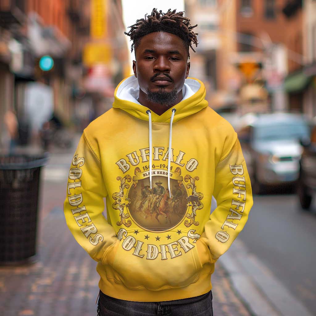Honor Buffalo Soldiers Hoodie African American Cavalry Yellow Version - African Pride
