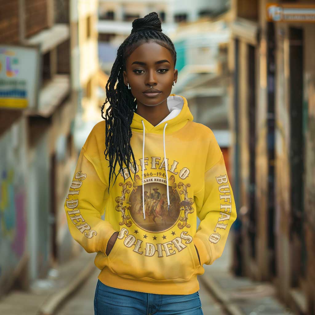 Honor Buffalo Soldiers Hoodie African American Cavalry Yellow Version - African Pride