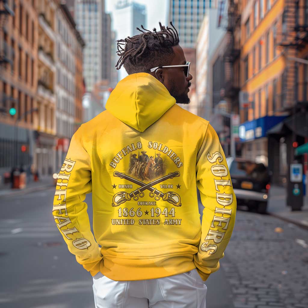 Honor Buffalo Soldiers Hoodie African American Cavalry Yellow Version - African Pride