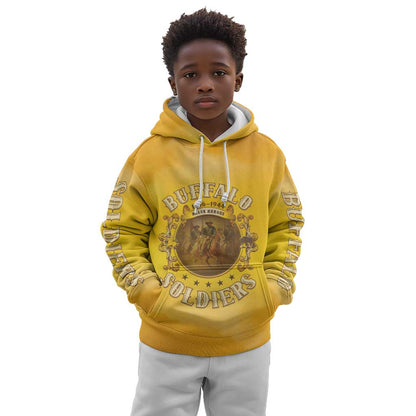 Honor Buffalo Soldiers Kid Hoodie African American Cavalry Yellow Version - African Pride