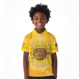 Honor Buffalo Soldiers Kid Polo Shirt African American Cavalry Yellow Version - African Pride