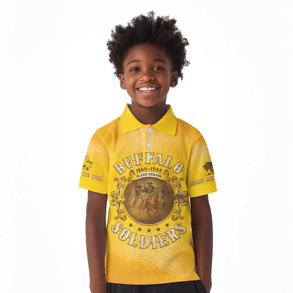 Honor Buffalo Soldiers Kid Polo Shirt African American Cavalry Yellow Version - African Pride
