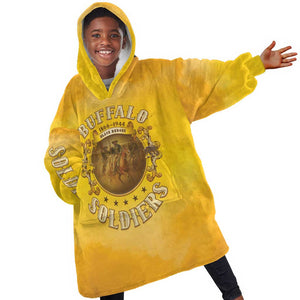 Honor Buffalo Soldiers Kid Wearable Blanket Hoodie African American Cavalry Yellow Version - African Pride