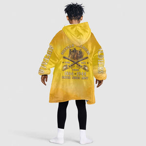 Honor Buffalo Soldiers Kid Wearable Blanket Hoodie African American Cavalry Yellow Version - African Pride