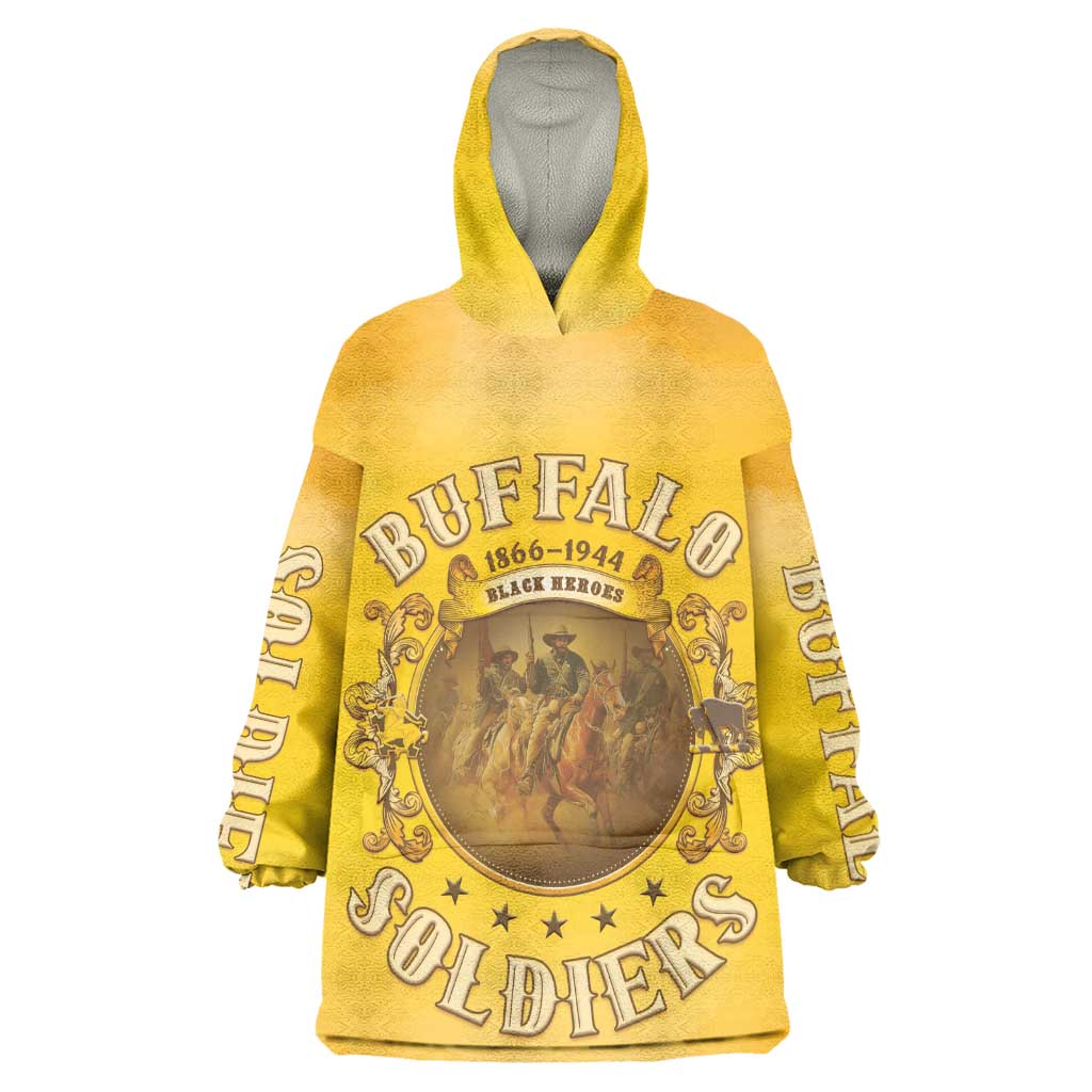 Honor Buffalo Soldiers Kid Wearable Blanket Hoodie African American Cavalry Yellow Version - African Pride
