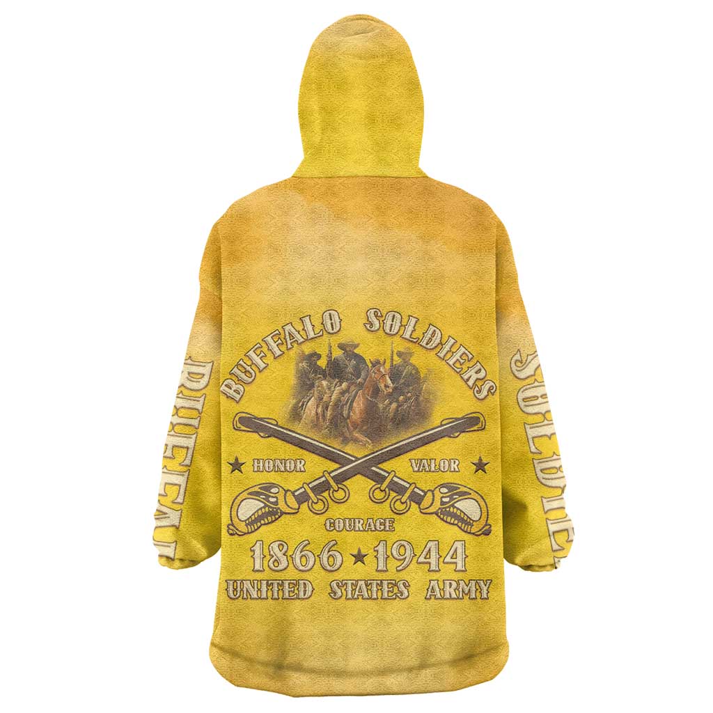 Honor Buffalo Soldiers Kid Wearable Blanket Hoodie African American Cavalry Yellow Version - African Pride