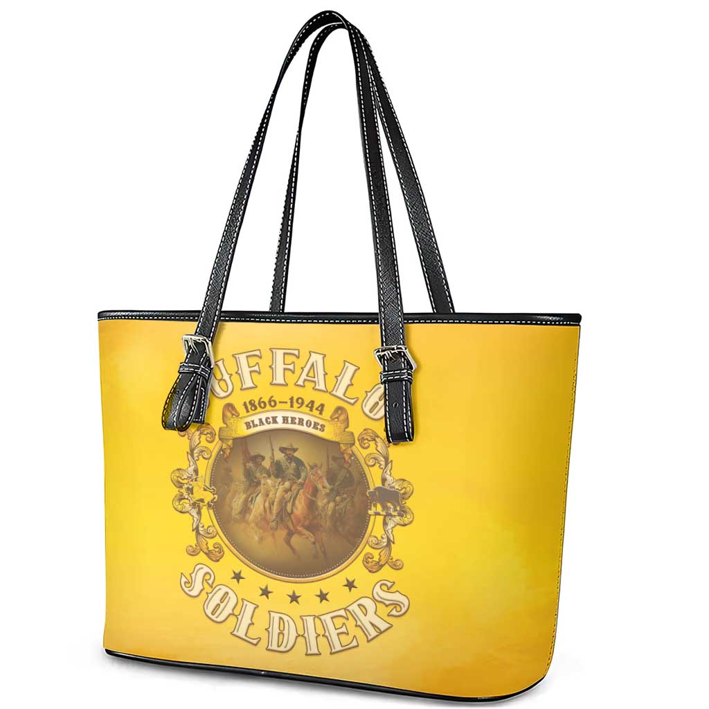 Honor Buffalo Soldiers Leather Tote Bag African American Cavalry Yellow Version - African Pride