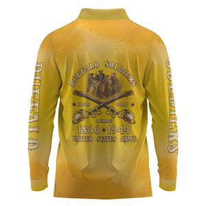 Honor Buffalo Soldiers Long Sleeve Polo Shirt African American Cavalry Yellow Version - African Pride