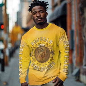 Honor Buffalo Soldiers Long Sleeve Shirt African American Cavalry Yellow Version - African Pride