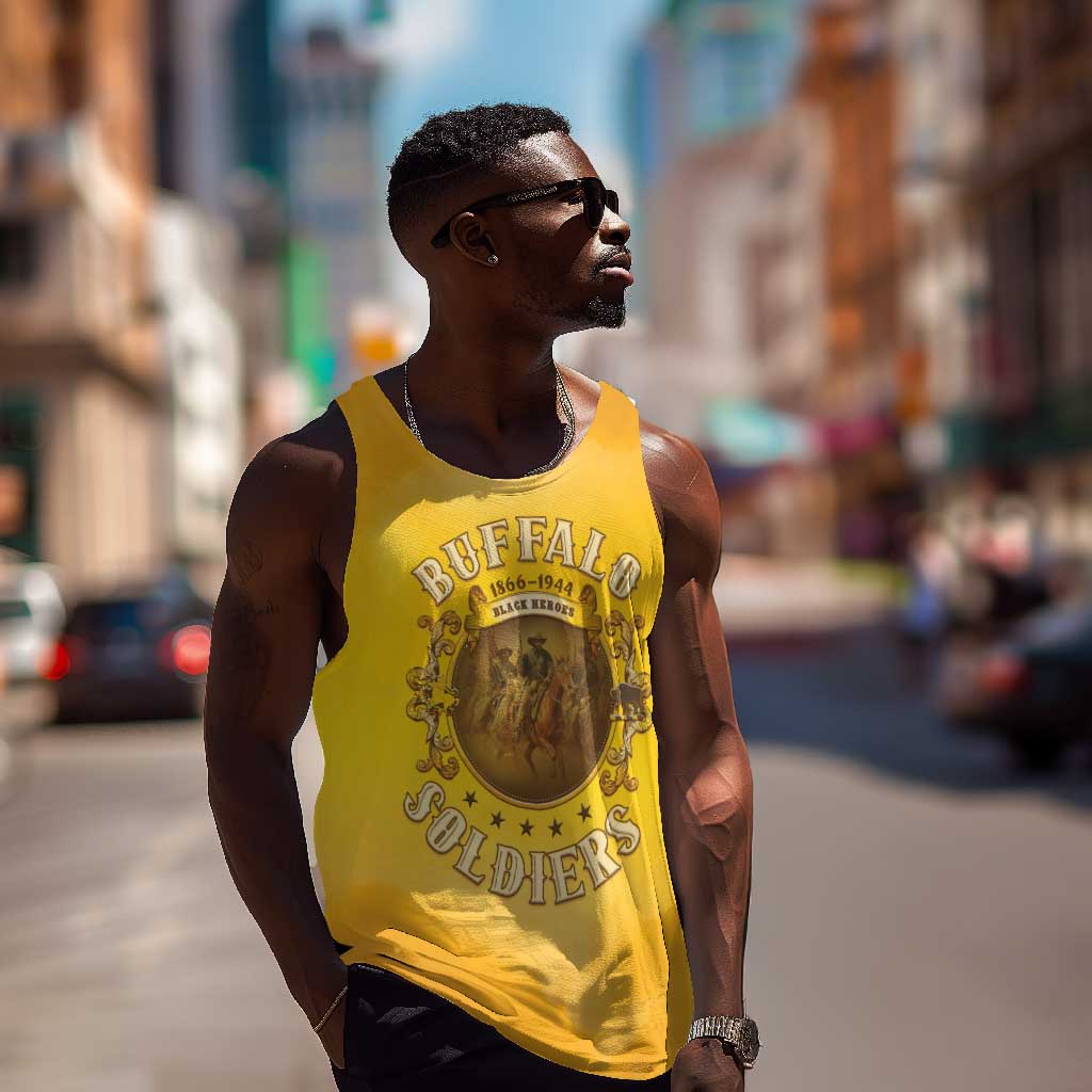 Honor Buffalo Soldiers Men Tank Top African American Cavalry Yellow Version - African Pride