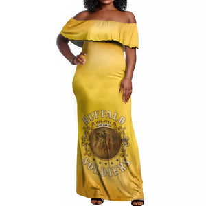 Honor Buffalo Soldiers Off Shoulder Maxi Dress African American Cavalry Yellow Version - African Pride