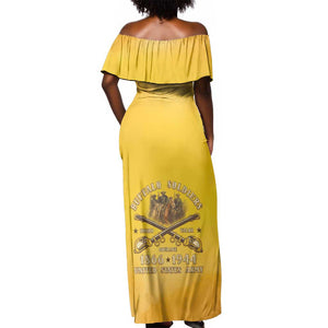 Honor Buffalo Soldiers Off Shoulder Maxi Dress African American Cavalry Yellow Version - African Pride