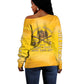 Honor Buffalo Soldiers Off Shoulder Sweater African American Cavalry Yellow Version - African Pride
