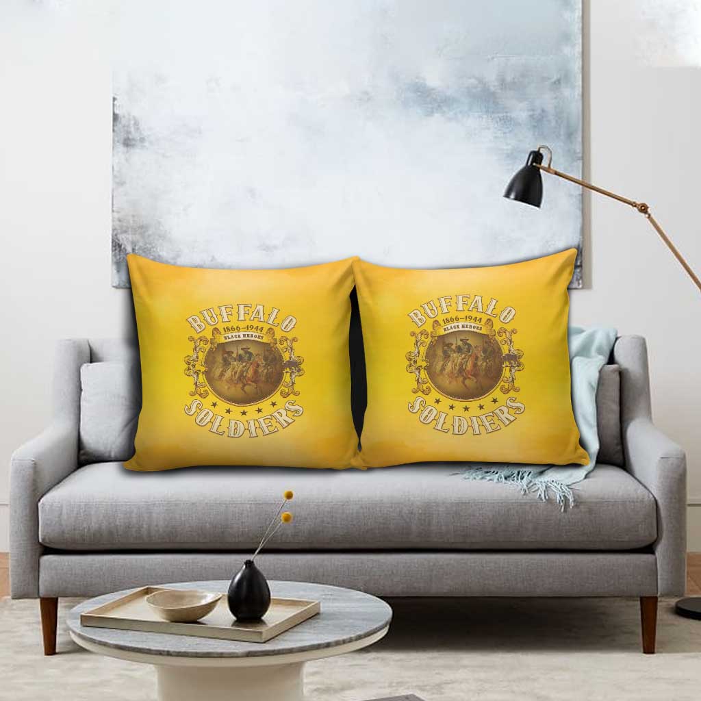 Honor Buffalo Soldiers Pillow Cover African American Cavalry Yellow Version