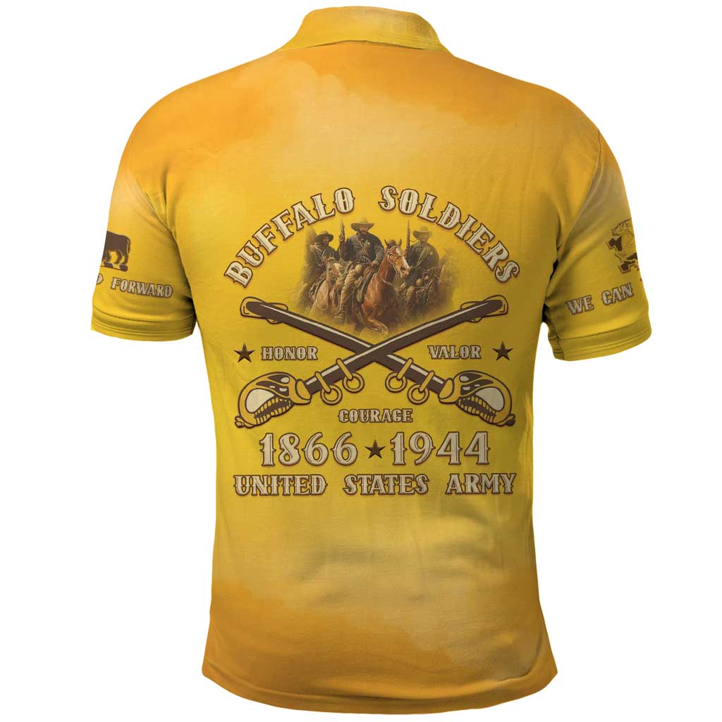 Honor Buffalo Soldiers Polo Shirt African American Cavalry Yellow Version - African Pride