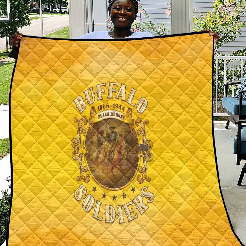 Honor Buffalo Soldiers Quilt African American Cavalry Yellow Version - African Pride
