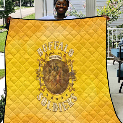 Honor Buffalo Soldiers Quilt African American Cavalry Yellow Version - African Pride
