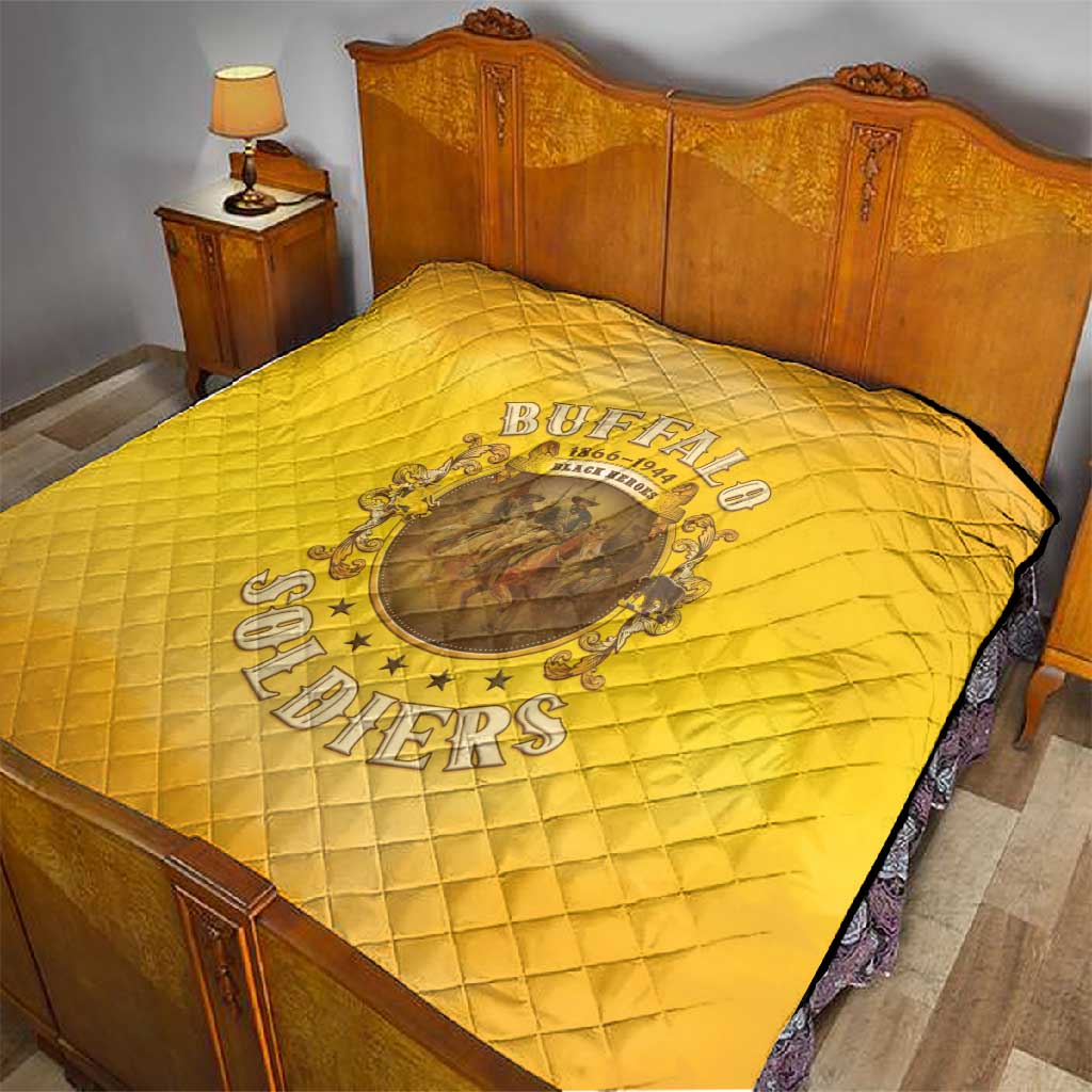 Honor Buffalo Soldiers Quilt African American Cavalry Yellow Version - African Pride