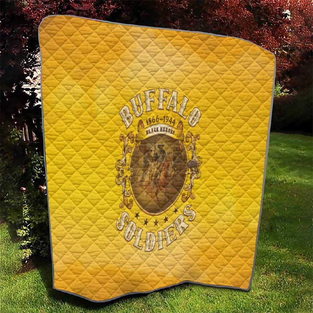 Honor Buffalo Soldiers Quilt African American Cavalry Yellow Version - African Pride