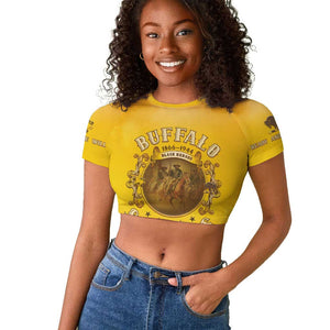 Honor Buffalo Soldiers Raglan Cropped T shirt African American Cavalry Yellow Version - African Pride
