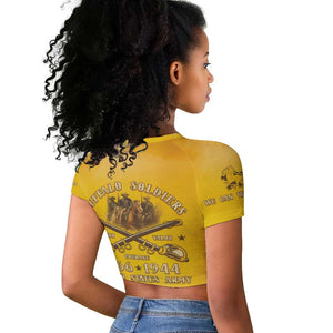 Honor Buffalo Soldiers Raglan Cropped T shirt African American Cavalry Yellow Version - African Pride